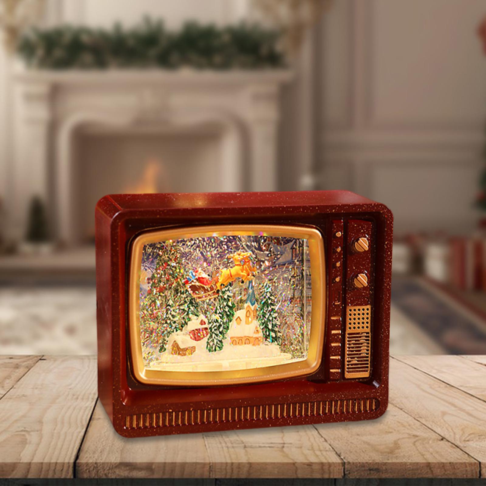 Snow Globe Musical - テレビ型ミュージックライトランタン オフィスデスク飾り クリスマスヴィレッジ装飾用