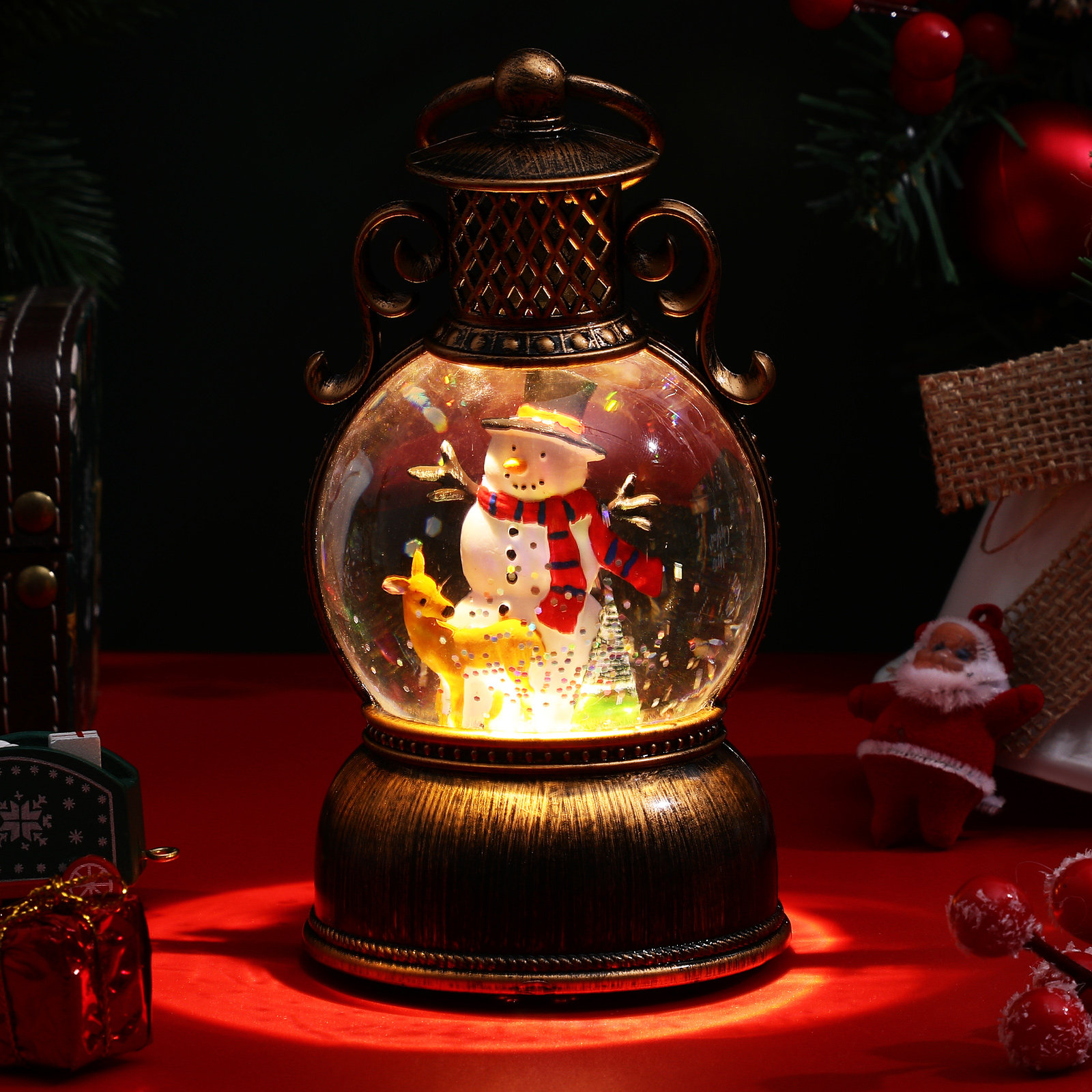 Snow Globe Musical - クリスマスミュージックボックス ライトアップグローブ スノーマン ホリデーデコレーション 室内用卓上ミュージカルスノーグローブ ホームパーティー