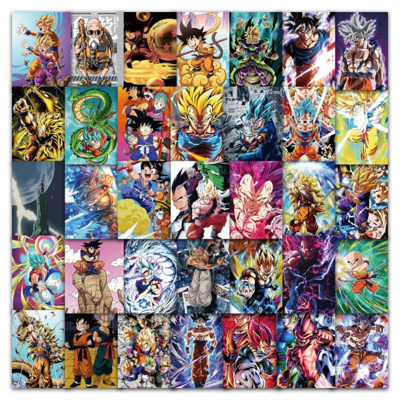 Ornament Ball Set - 63枚入り/袋 漫画ドラゴンボール超サイヤ人悟空ベジータ悟飯ステッカー アニメ周辺DIY荷物コンピューター装飾ステッカー