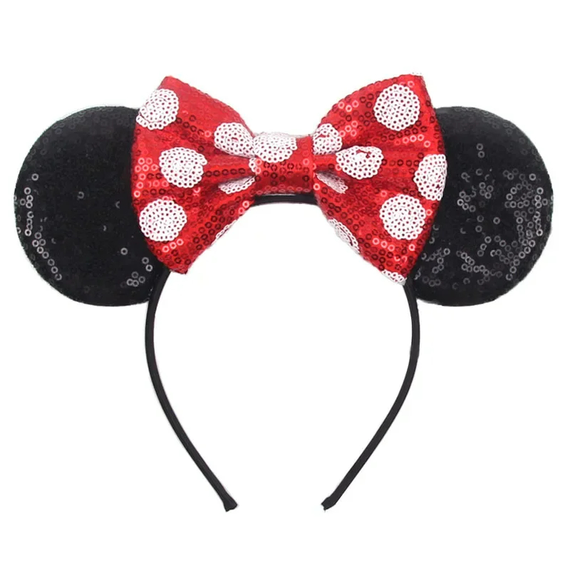 Ribbon Bow Gift - 大人と女性のための水玉模様の弓が付いたディズニースパンコールのヘッドバンド、ミッキーマウス、ミニー、スパンコール、パーティーのヘアバンド、女の子、子供のギフト