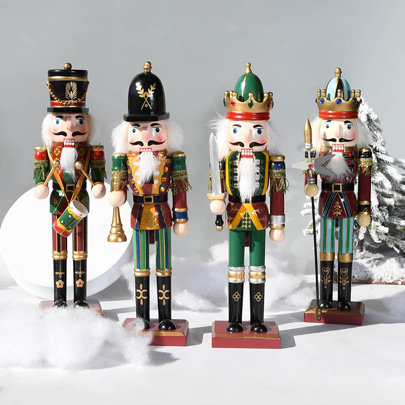 Nutcracker Figurine - 30CM 木製くるみ割り人形兵士 ヴィンテージクリスマスオーナメント 手描き木製フィギュア クリスマスホームデコレーション ホリデーギフト