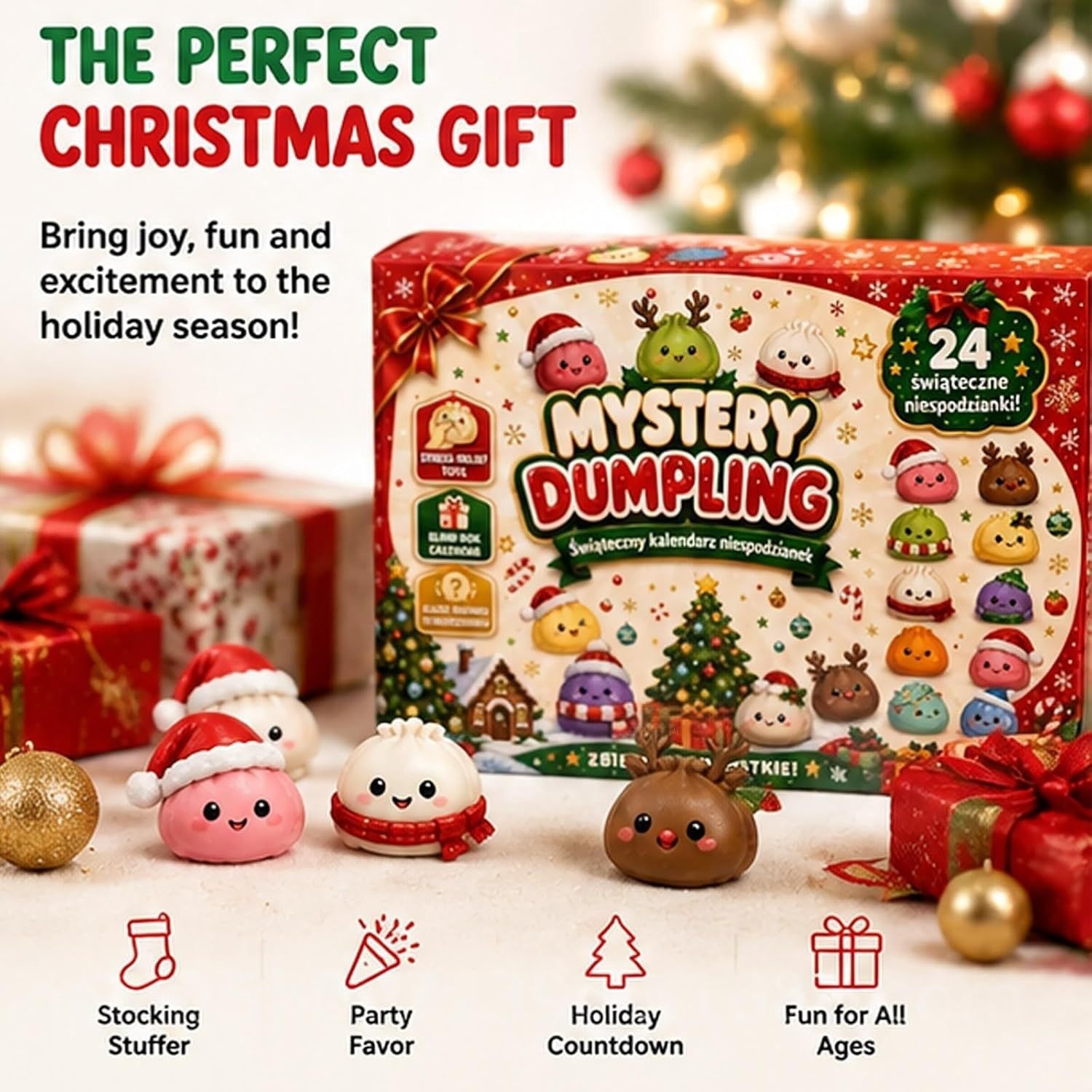 Advent Calendar Gift - 2026年クリスマスサプライズアドベントカレンダーブラインドボックス、24個入りソフトスクイーズストレス解消フィジェットトイ、クリスマスカウントダウンプレゼント
