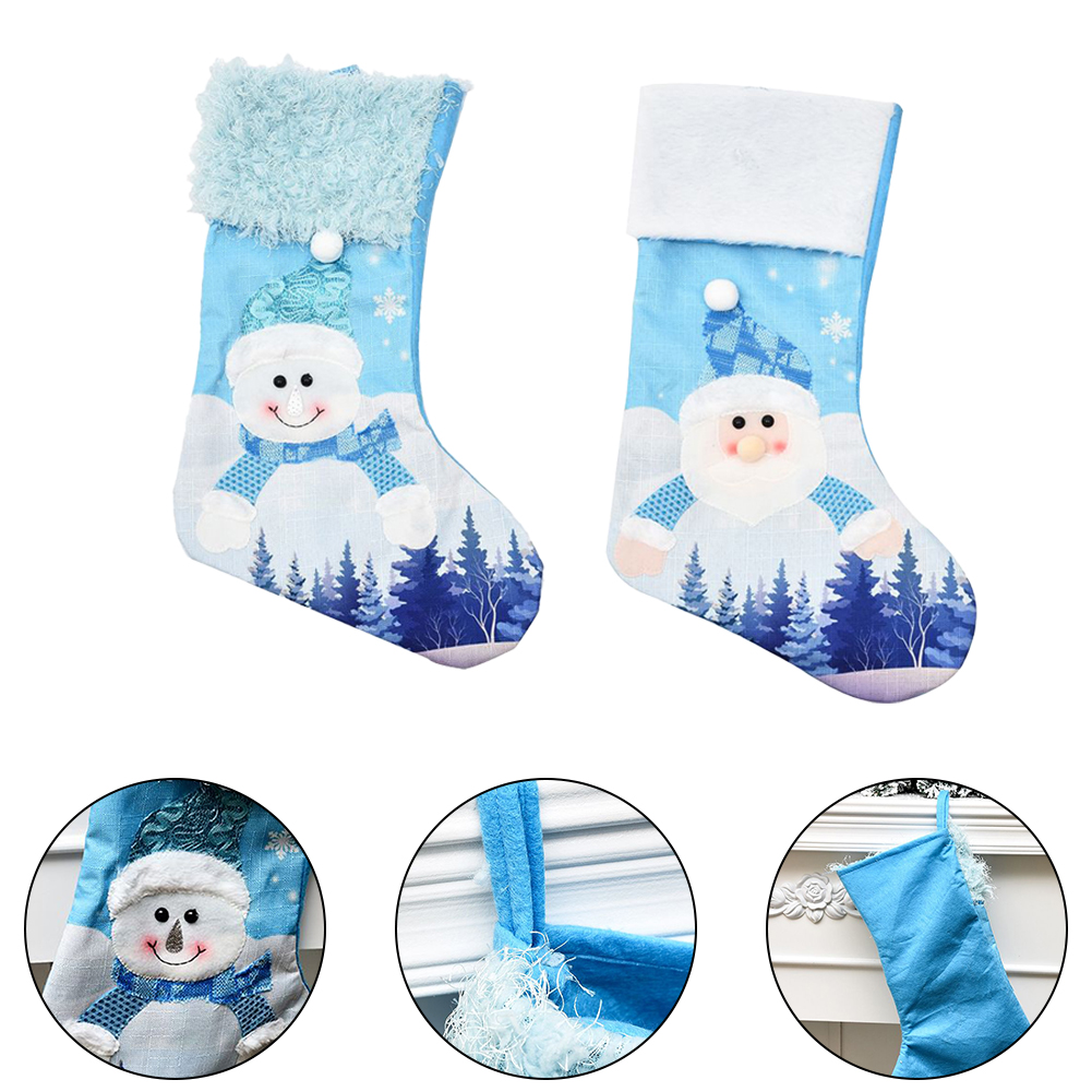 大きな青い編み物のクリスマスストッキング 47x30cm。サ - Christmas Stocking Hanging のレビューと価格