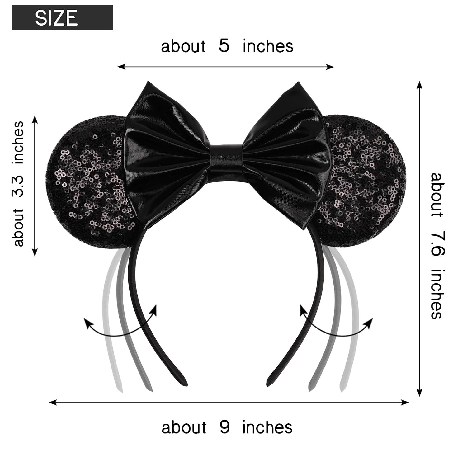 2個セット ミッキーマウスの耳のヘッドバンド 大人用 ブラッ - Ribbon Bow Gift のレビューと価格