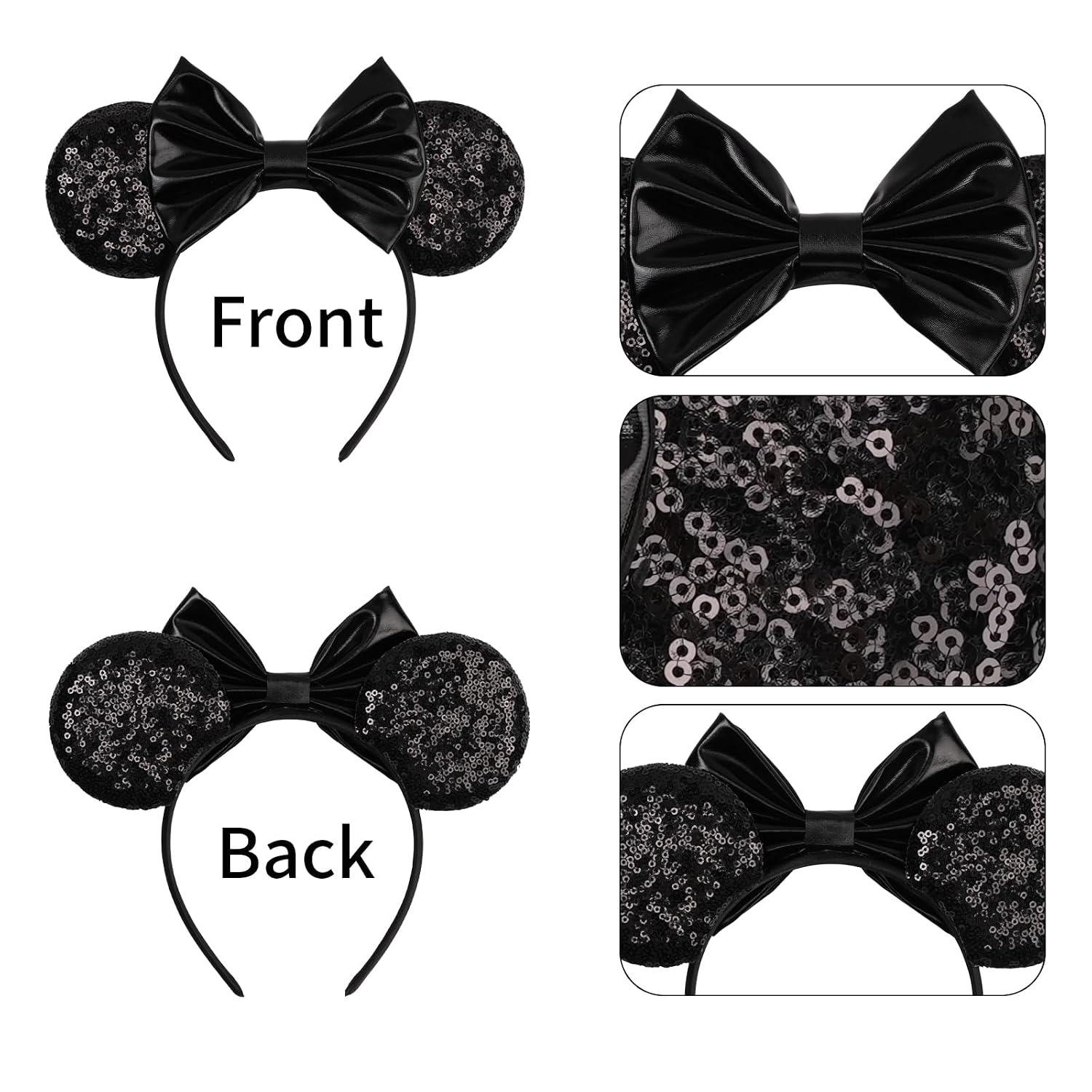 2個セット ミッキーマウスの耳のヘッドバンド 大人用 ブラッ - Ribbon Bow Gift のレビューと価格