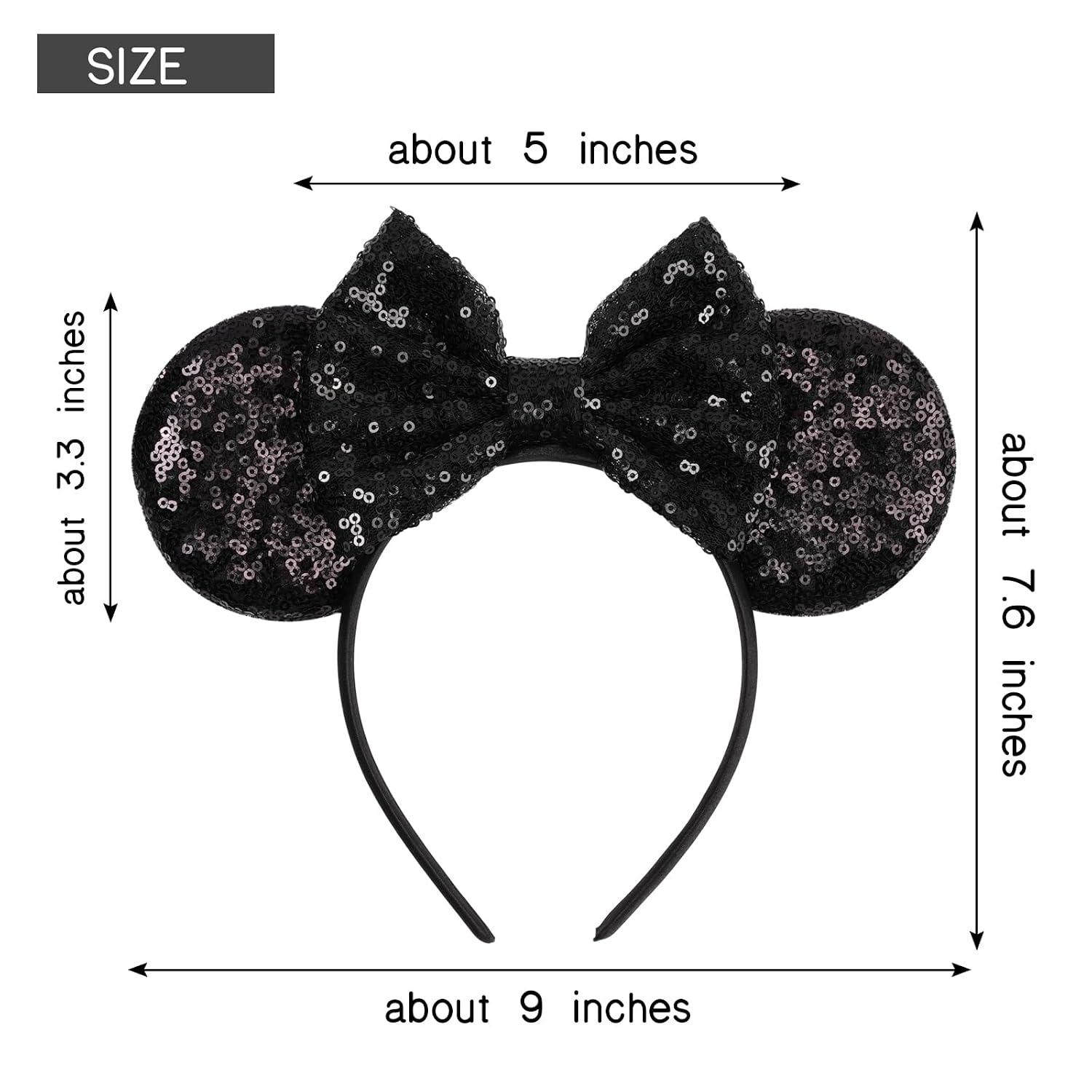 2個セット ミッキーマウスの耳のヘッドバンド 大人用 ブラッ - Ribbon Bow Gift のレビューと価格