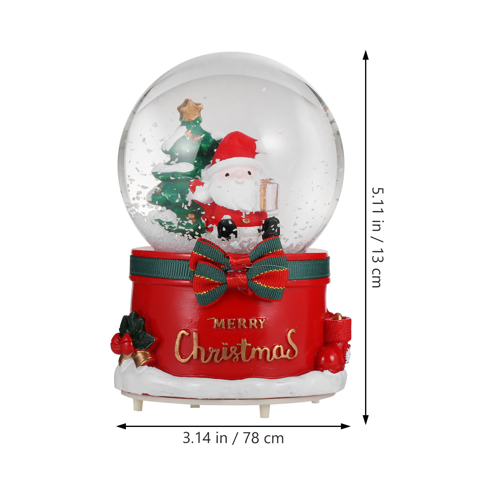 クリスマスサンタクロースの地球儀型オルゴール、光る色が変化す - Snow Globe Musical のレビューと価格