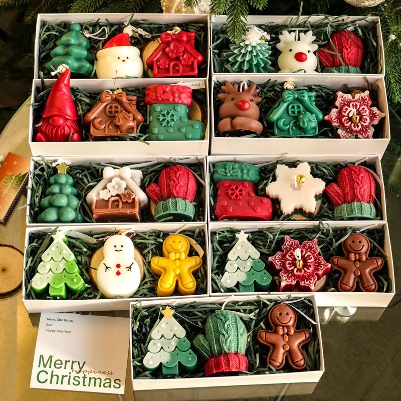 3個入り手作りクリスマスアロマキャンドルセット（サンタ、雪だ - Holiday Candle Set のレビューと価格