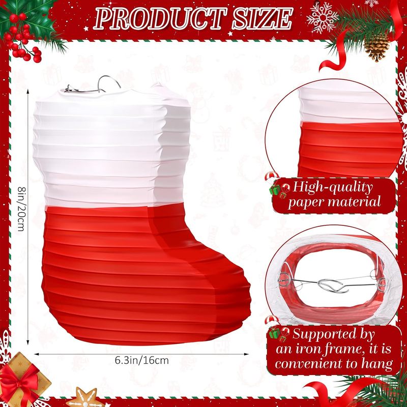 クリスマスペーパーランタン1個。クリスマスストッキング型ペー - Christmas Stocking Hanging のレビューと価格