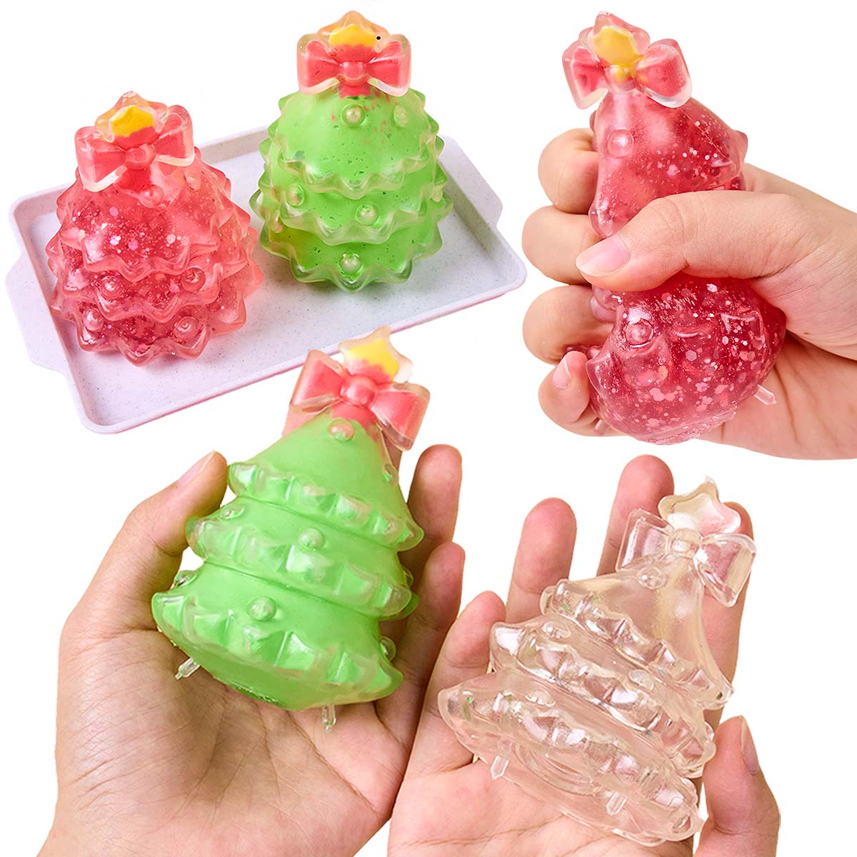 3Dクリスマスツリー型TPR中空ボールスキンDIYスクイーズ - Christmas Tree Artificial のレビューと価格
