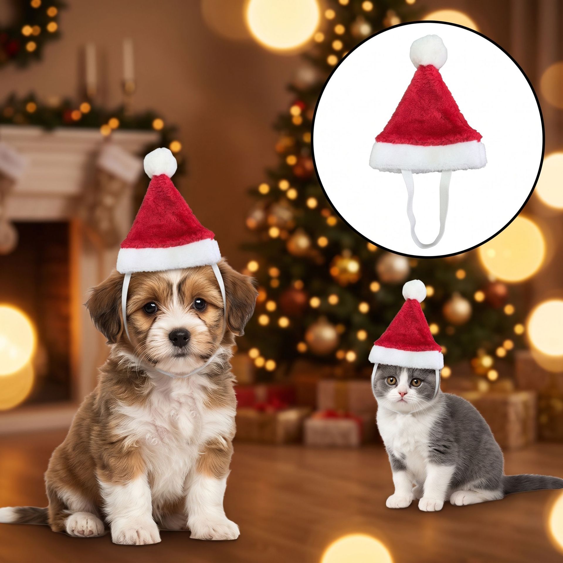 ぬいぐるみペット用サンタ帽子 クリスマス犬猫コスチューム ヘ - Santa Hat Plush のレビューと価格