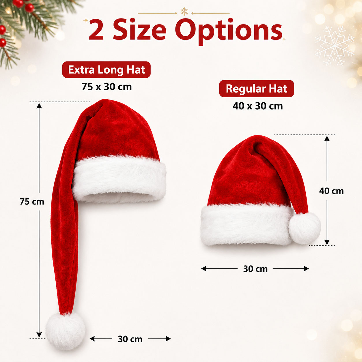 ふわふわの赤いサンタ帽子セット（ふわふわのつばと裏地付き）大 - Santa Hat Plush のレビューと価格