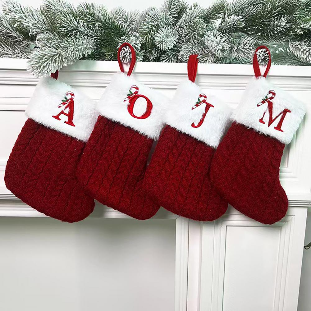 クリスマスストッキング、装飾用レター付きニットソックス、吊り - Christmas Stocking Hanging のレビューと価格