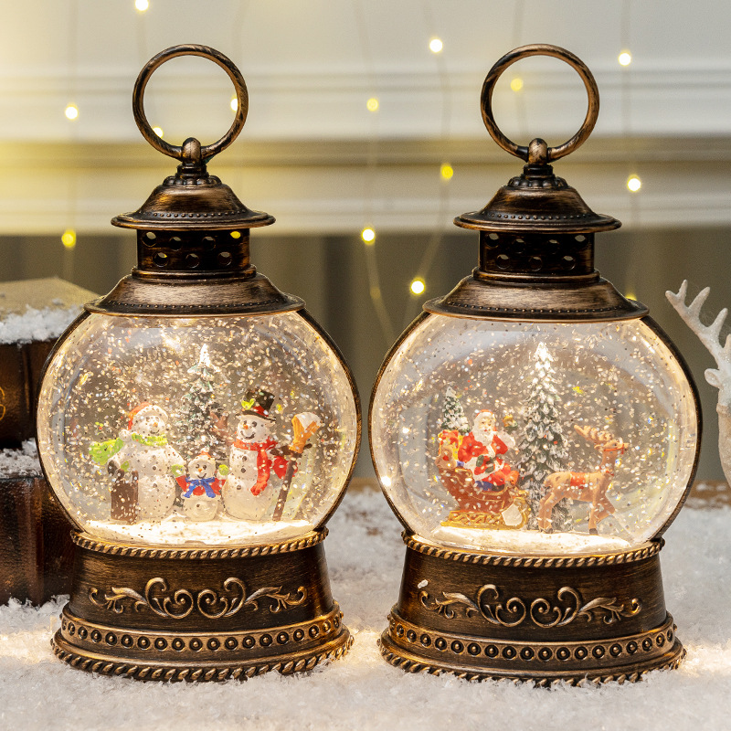 クリスマスデコレーション、大型の平らな円形のオルゴール、ライ - Snow Globe Musical のレビューと価格