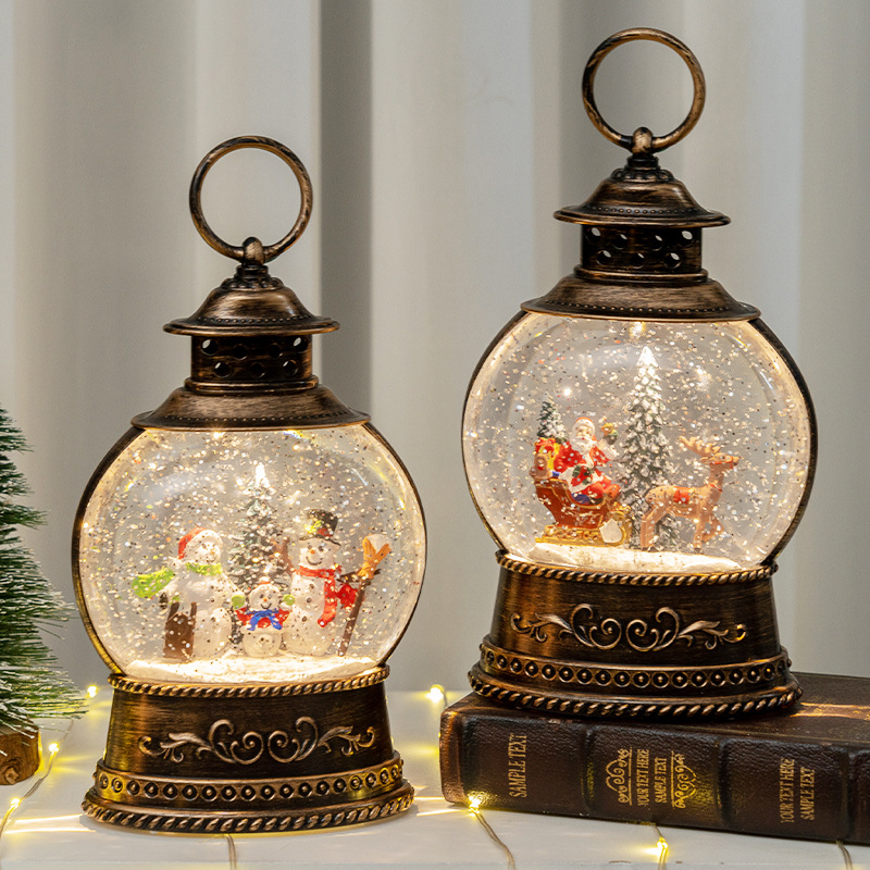 クリスマスデコレーション、大型の平らな円形のオルゴール、ライ - Snow Globe Musical のレビューと価格