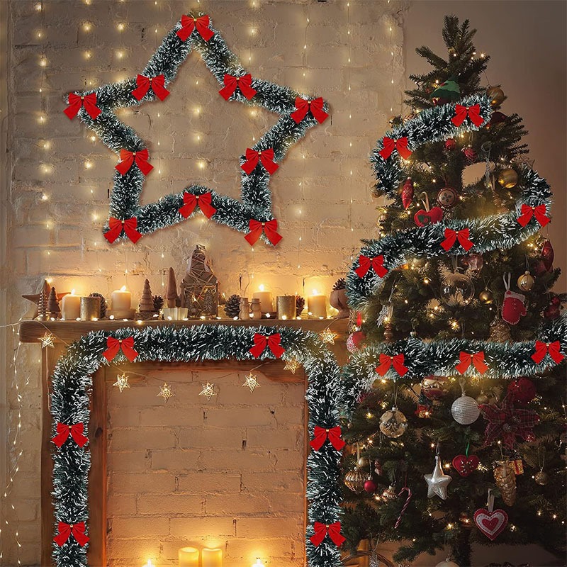 2M クリスマスリボンガーランド DIY 人工クリスマスティ - Tinsel Garland Decoration のレビューと価格