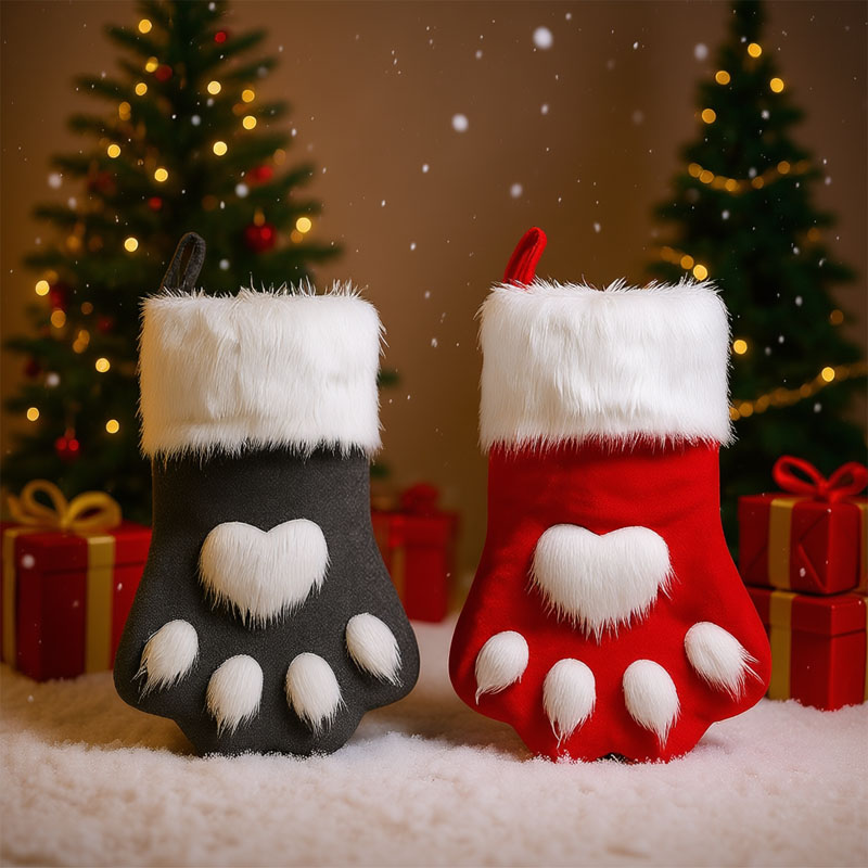 1-10個入り クリスマス ペットの足型ストッキング 赤とグ - Christmas Stocking Hanging のレビューと価格